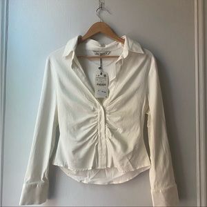 Zara Fitted Stretch White button down top
